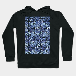 Abstract Blue Leaves Hoodie